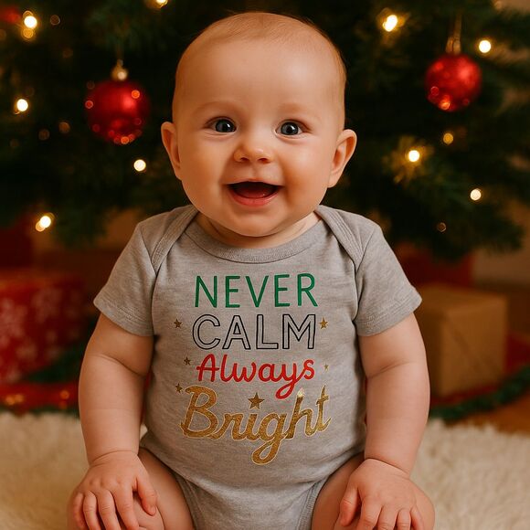 NWT Dot & Zazz Newborn 0-3 Months "Never Calm Always Bright" Christmas 1-Piece - Picture 1 of 7